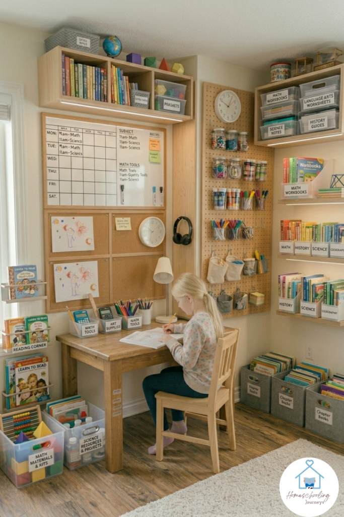 Image that shows the homeschool materials organized by subject.
