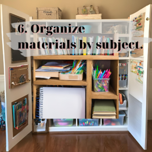 Image that shows a cabinet the organizes materials by subject.