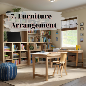 Image that shows furniture arrangement that is inviting for a child to learn.