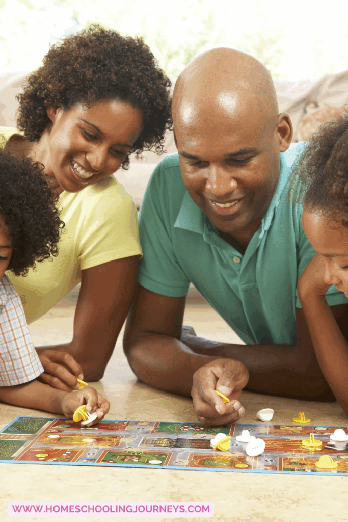 An image showing a family playing board games together.