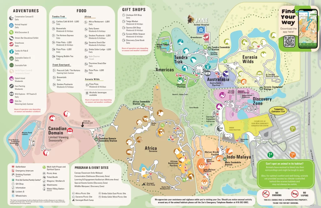 A map of the Toronto zoo. 