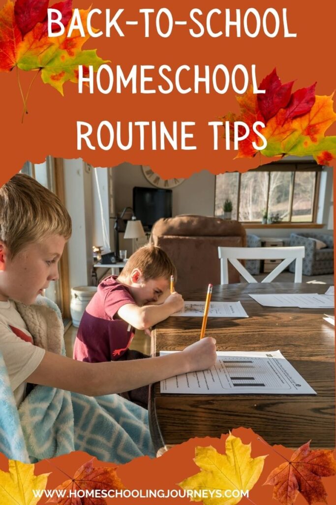 An image of kids working on the kitchen table with the title of the blog. 
