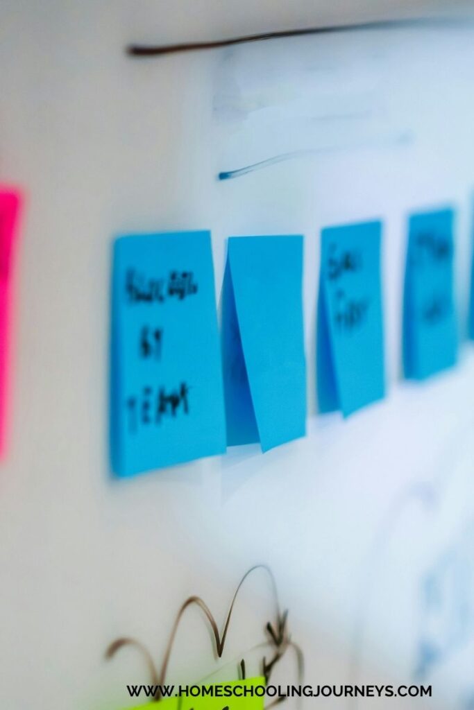 An image of sticky notes on a whiteboard. 