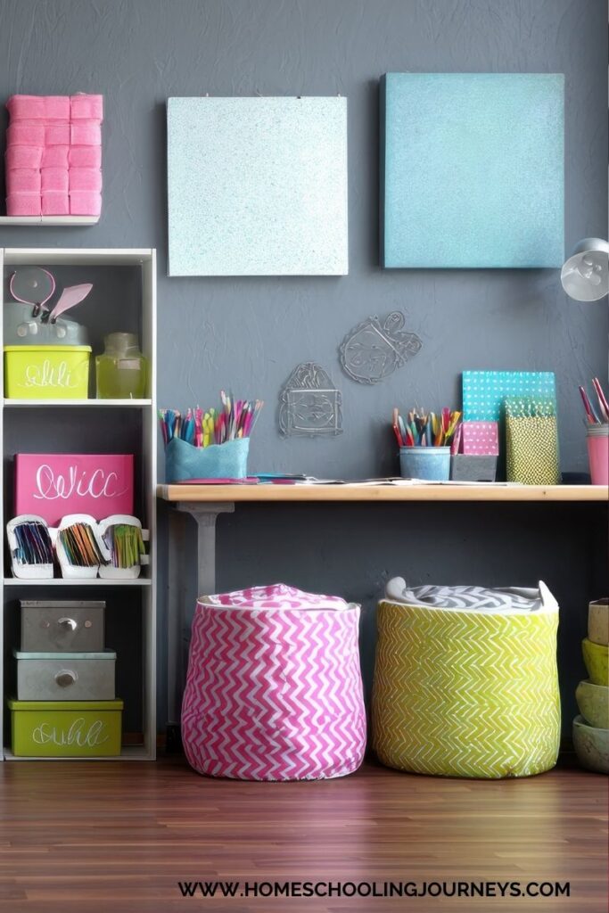 An image of a child's desk set up for learning.