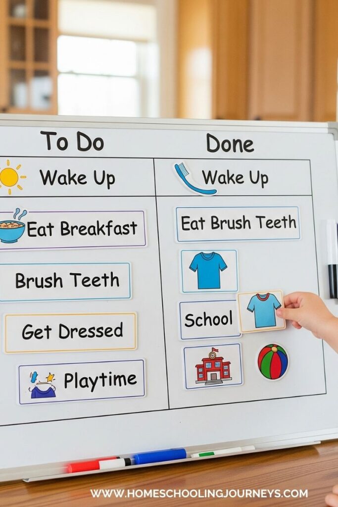 An image of a student schedule with routines. 
