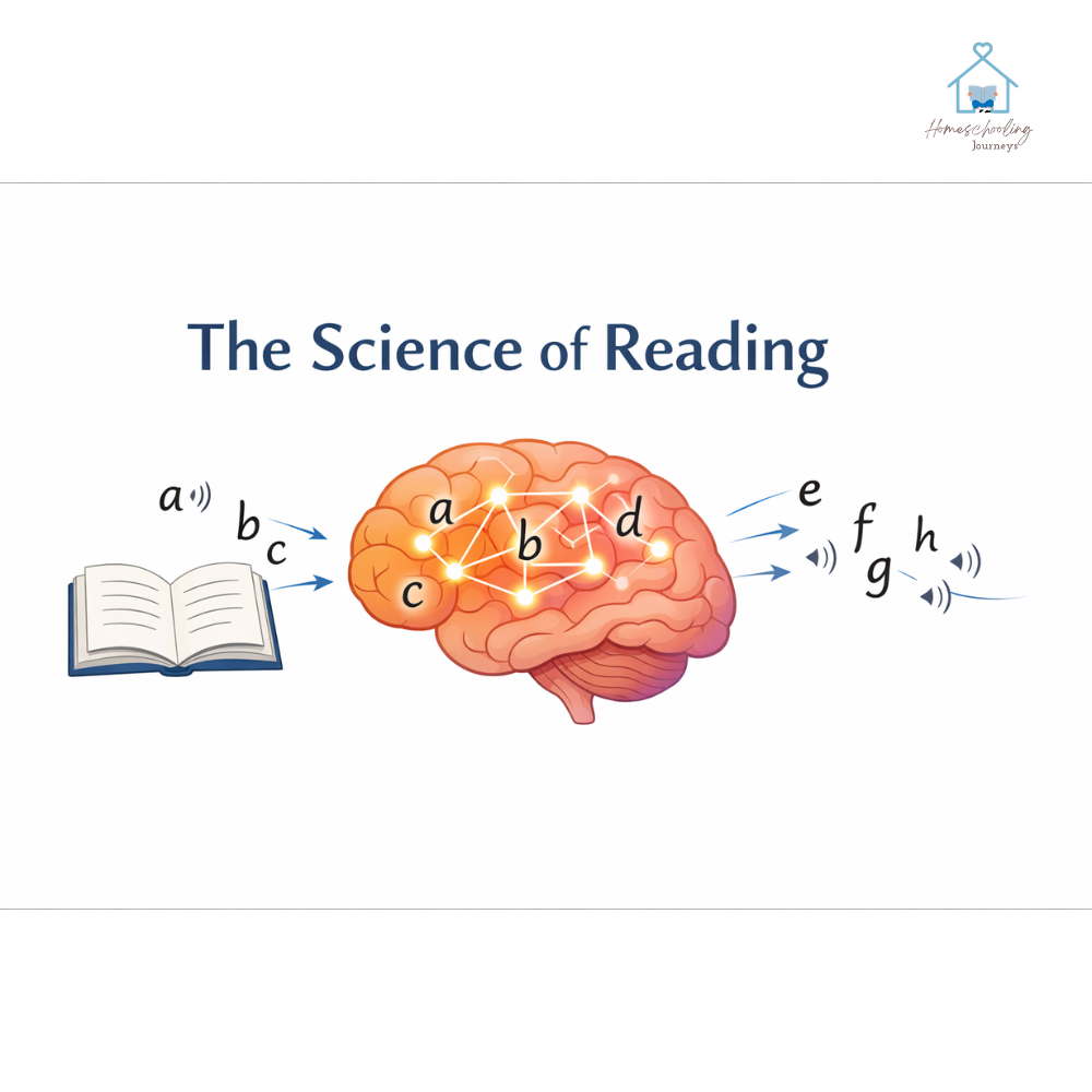 science of reading concept with brain letters and reading development